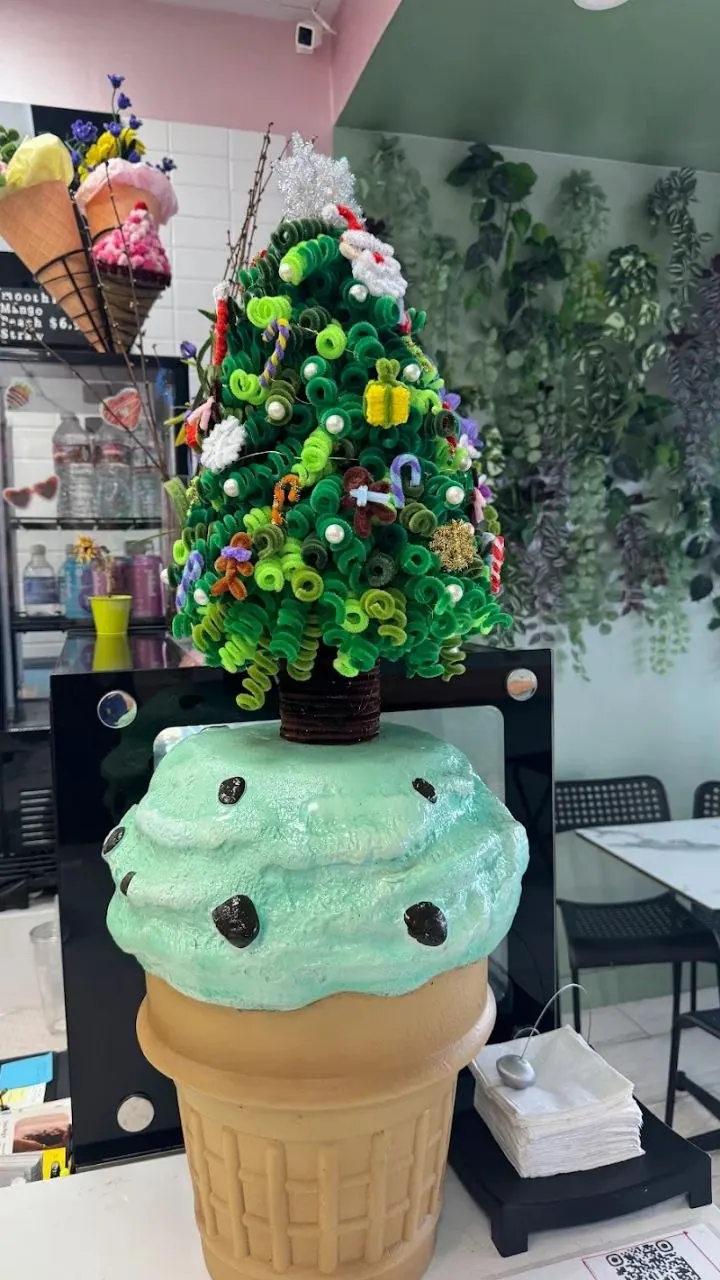 Handmade tree and ice cream cone decor