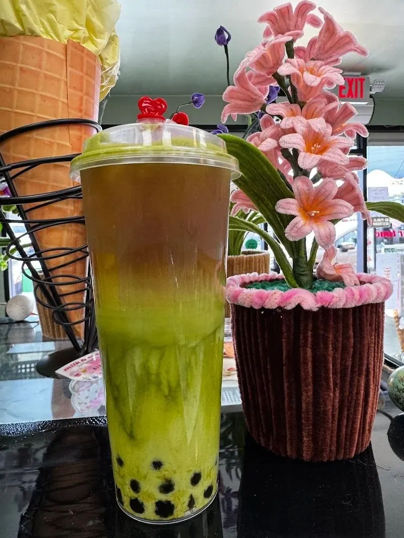 Layered Matcha Espresso with Boba