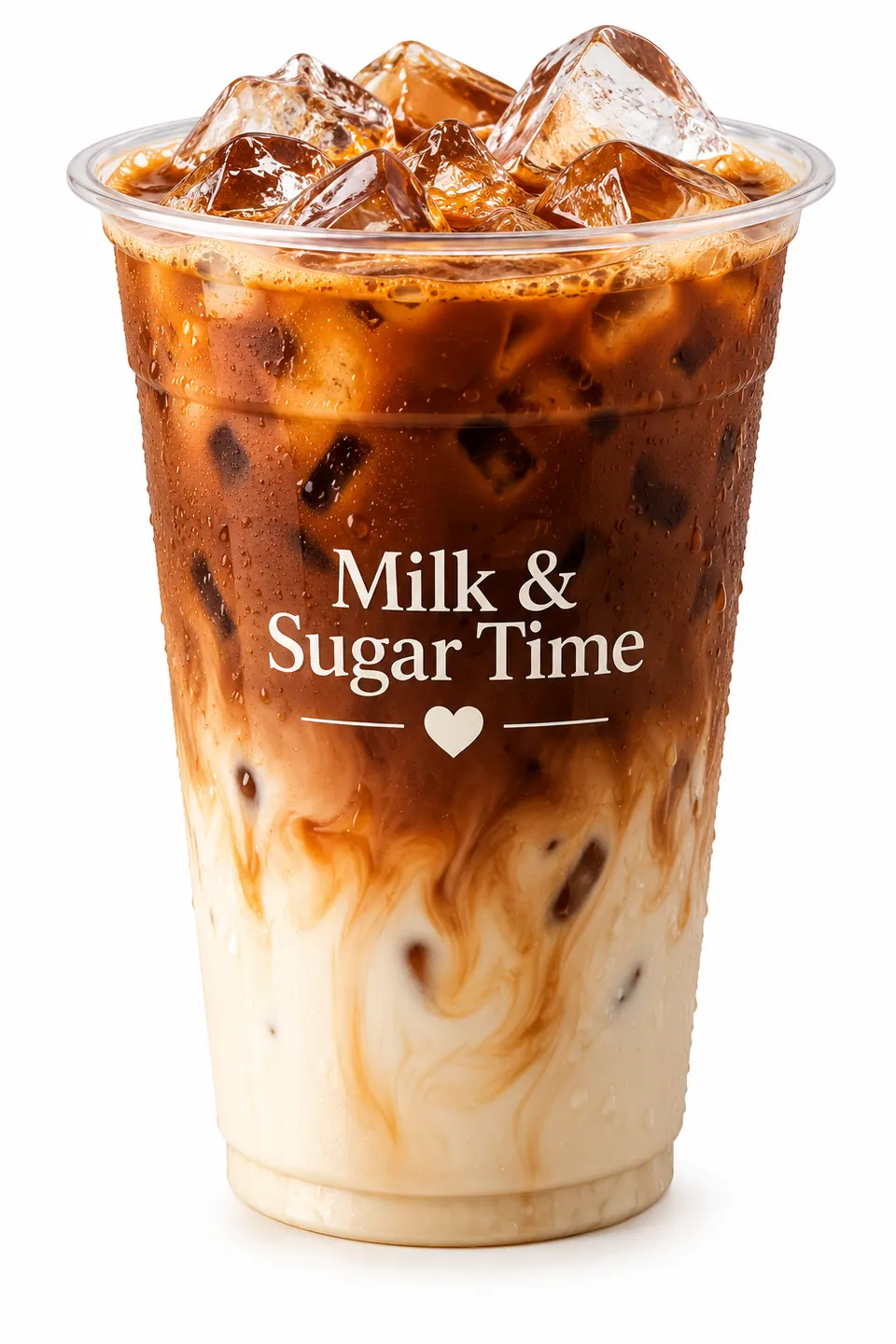 Iced coffee in a Milk & Sugar Time cup
