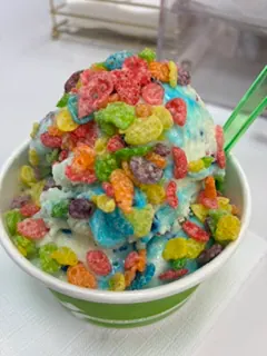 Ice cream with fruity cereal