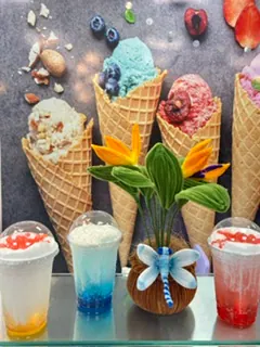 Drinks and handmade flower decor