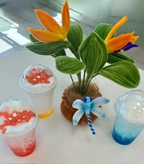 Dirty Soda Assortment and Handmade Flower Decor