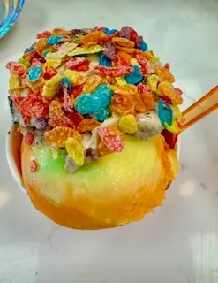 Ice cream with fruity cereal