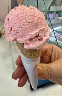 Strawberry ice cream cone