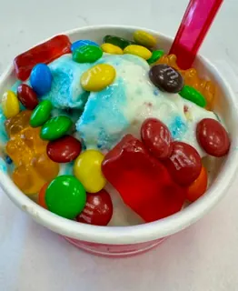 Birthday Cake Ice Cream with Gummy Bears and M&Ms